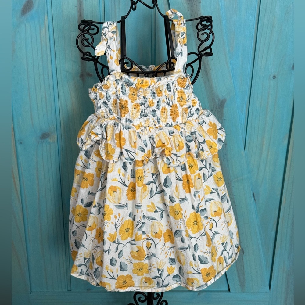 Cupcakes and Cashmere Vintage Baby Girl’s Yellow Floral Dress-3T